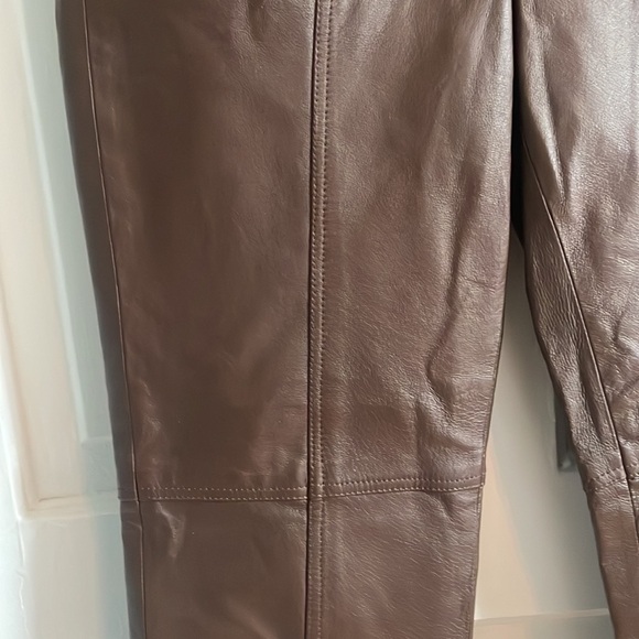 Together Brown Leather High Waisted Trousers - Picture 5 of 7
